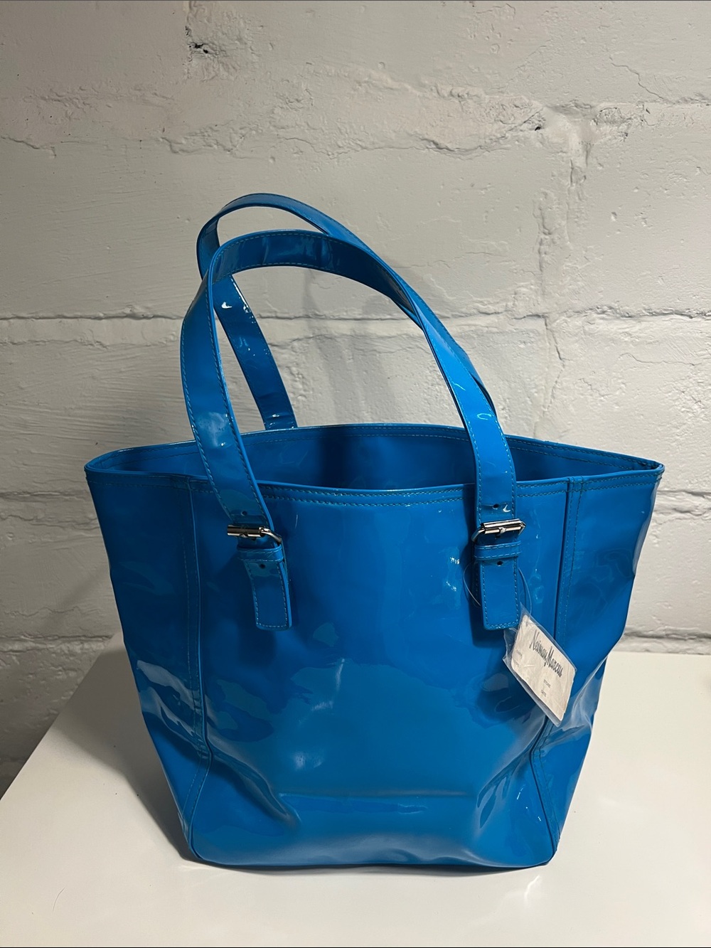 Neiman Marcus Patent Leather Shoulder Bag blue NWT